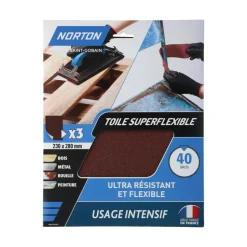 Outlet NORTON 3 Feuilles abrasives Super Flexibles 230x280 Grain 40