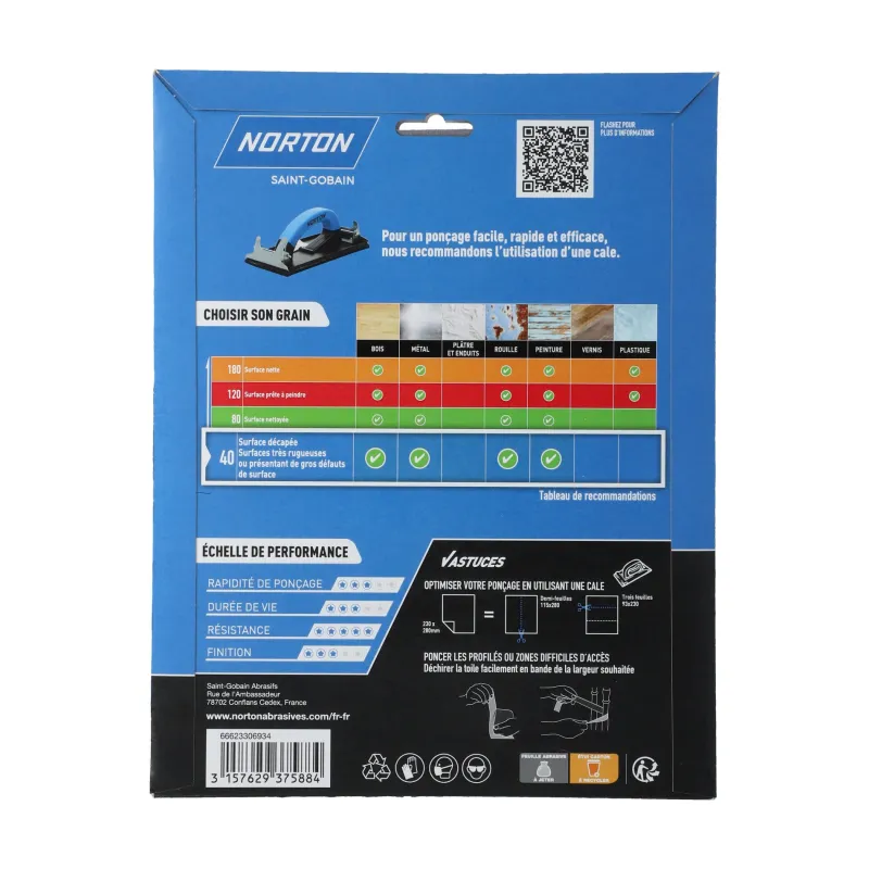 Outlet NORTON 3 Feuilles abrasives Super Flexibles 230x280 Grain 40
