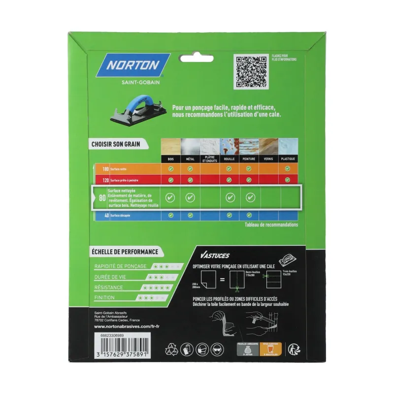 Online NORTON 3 Feuilles abrasives Super Flexibles 230x280 Grain 80