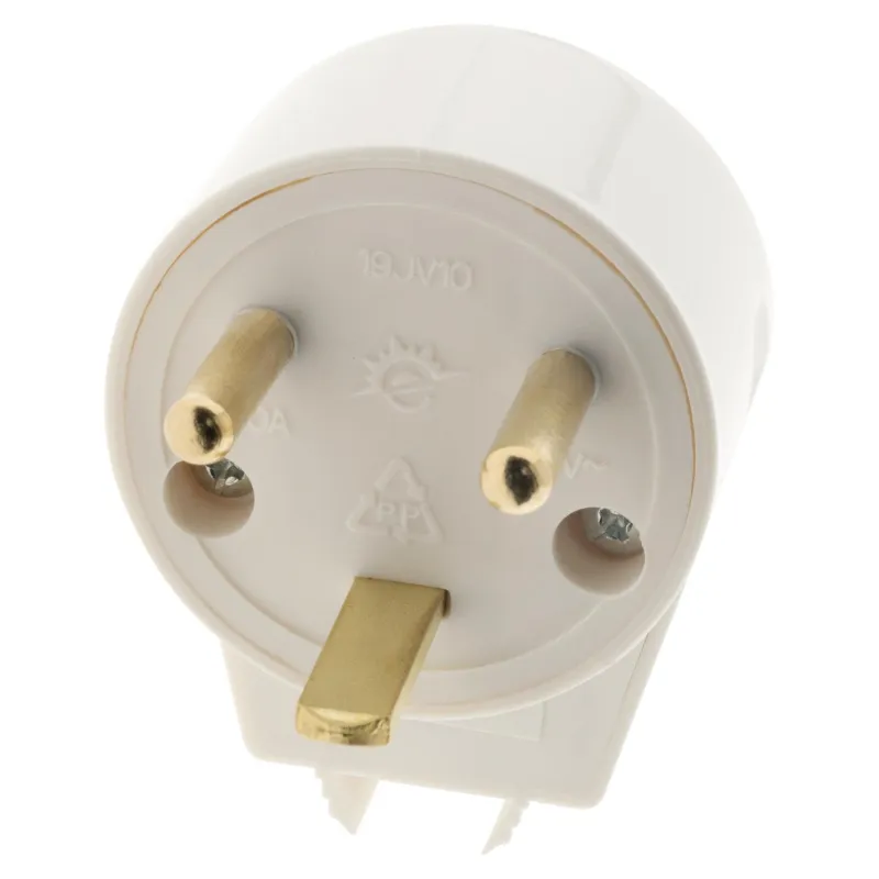 Outlet ZENITECH Fiche mâle 20A 2 pôles + terre 16A Coudée blanc