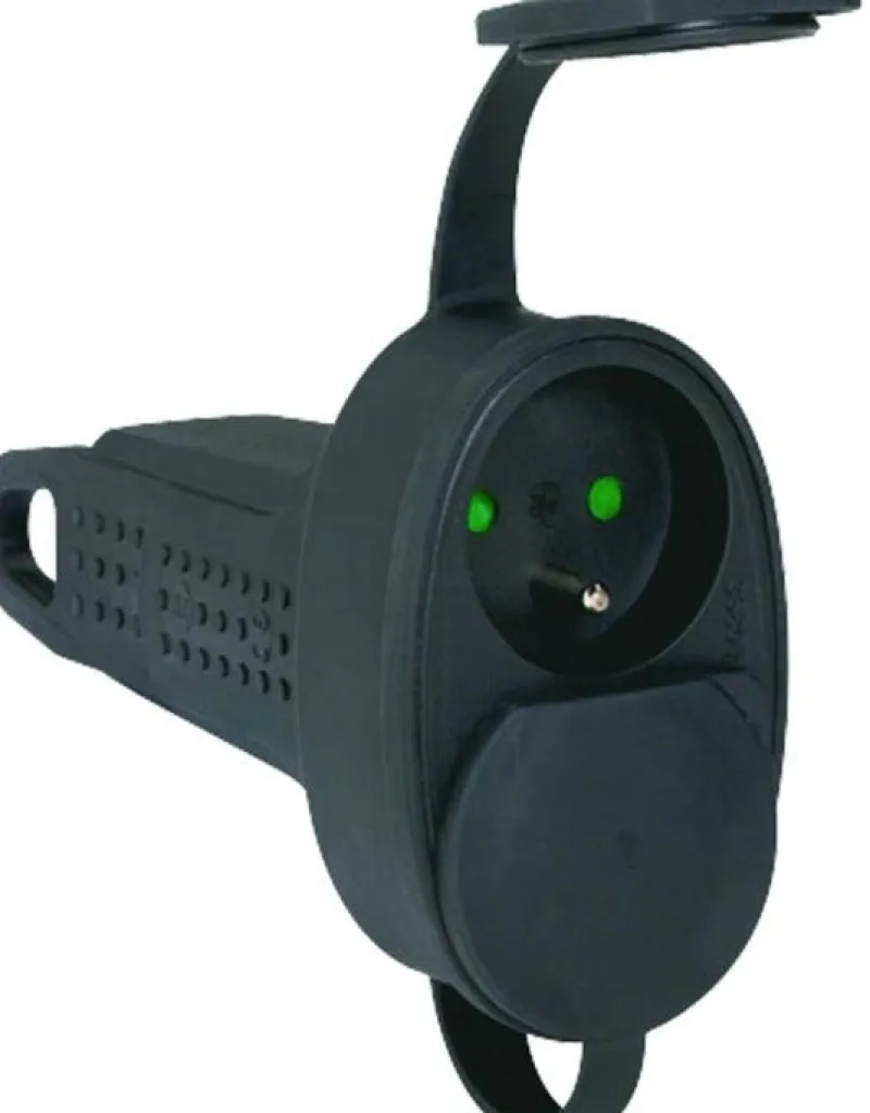 Discount LEGRAND Fiche multiprise caoutchouc terre 2 sorties front noir