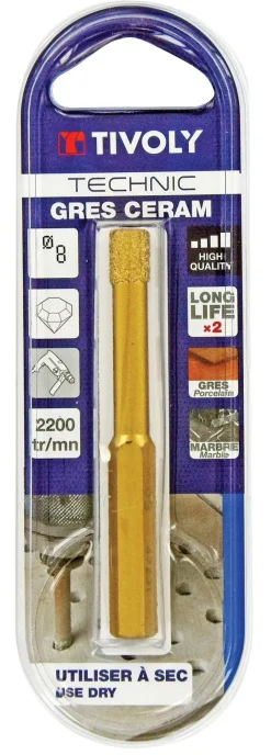 Hot TIVOLY Foret diamant à sec queue hexagonale TECHNIC Ø8mm