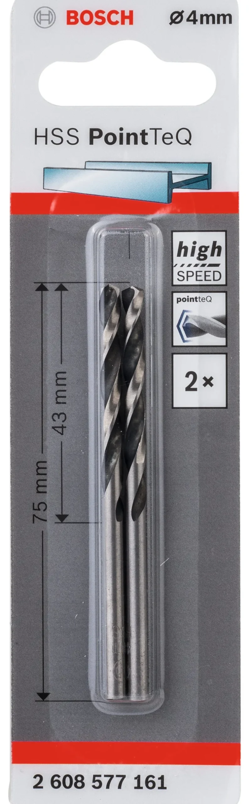 New BOSCH Foret hélicoïdal HSS PointTeQ 4 mm