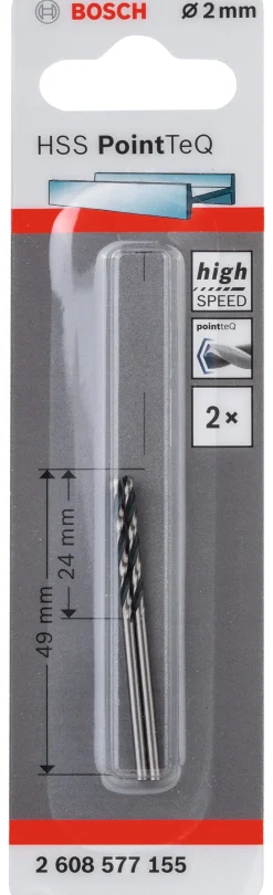 Outlet BOSCH Foret hélicoïdal HSS PointTeQ 2 mm