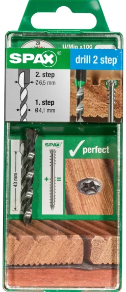 New SPAX Foret étagé Drill 2 Step Ø4,1 mm et 6,5 mm (x1)