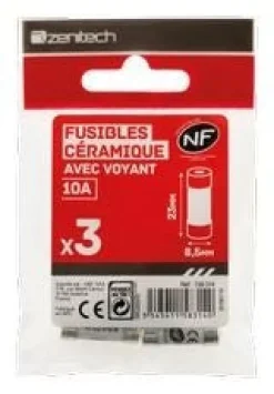 Sale 3 fusibles 8,5x 23 10A avec voyant NF