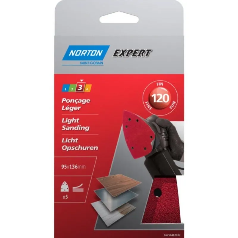 Best NORTON 5 Garnitures auto-agrippant expert Mousse G120 98x140