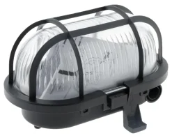 Clearance Hublot ovale noir socle plastique grille de protection 60W
