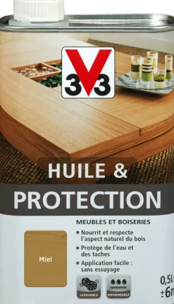 Clearance V33 Huile et protection pour meubles/boiseries miel mat 0,5L