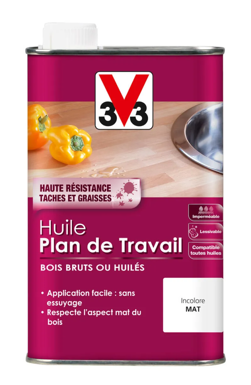 Outlet V33 Huile spéciale plan de travail incolore mat 0,5L