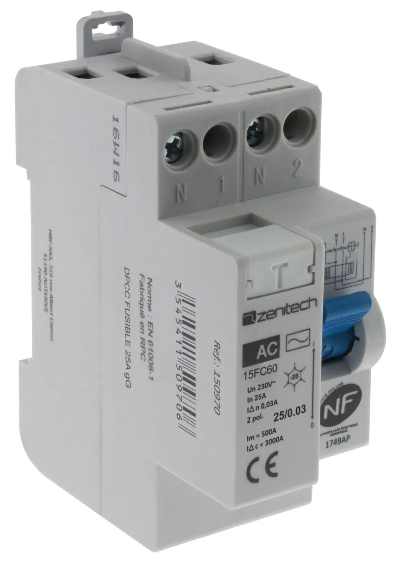 Sale ZENITECH Interrupteur différentiel 25/2-30ma type AC