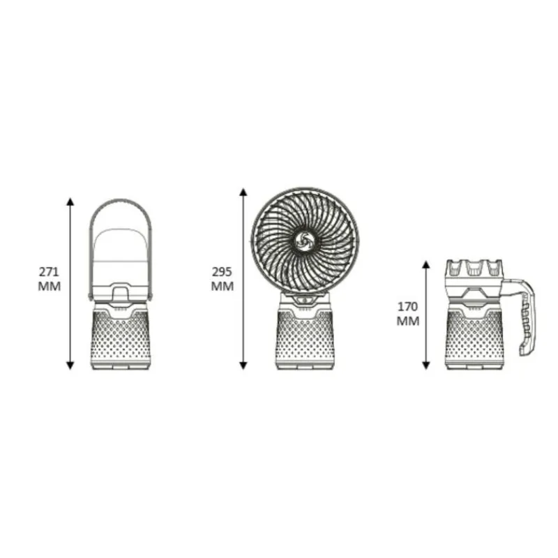 Clearance XANLITE Kit 3 en 1 - ventilateur, lampe torche et lanterne LED noir