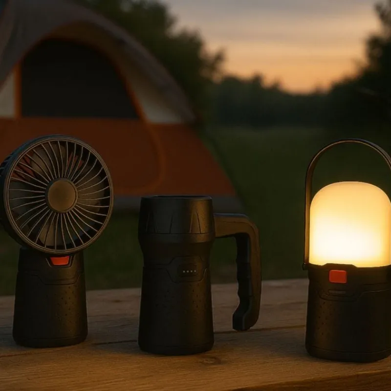 Clearance XANLITE Kit 3 en 1 - ventilateur, lampe torche et lanterne LED noir