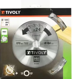 Clearance TIVOLY Lame scie circulaire Ø184, 24 dents et alésage 20mm