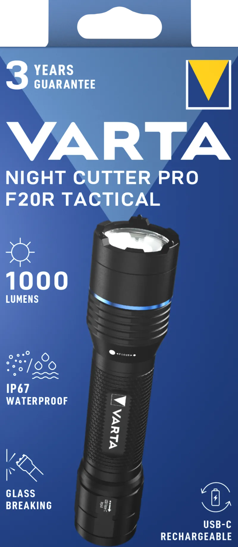 Clearance VARTA Lampe torche Night Cutter Pro F20R Tactical recharg.