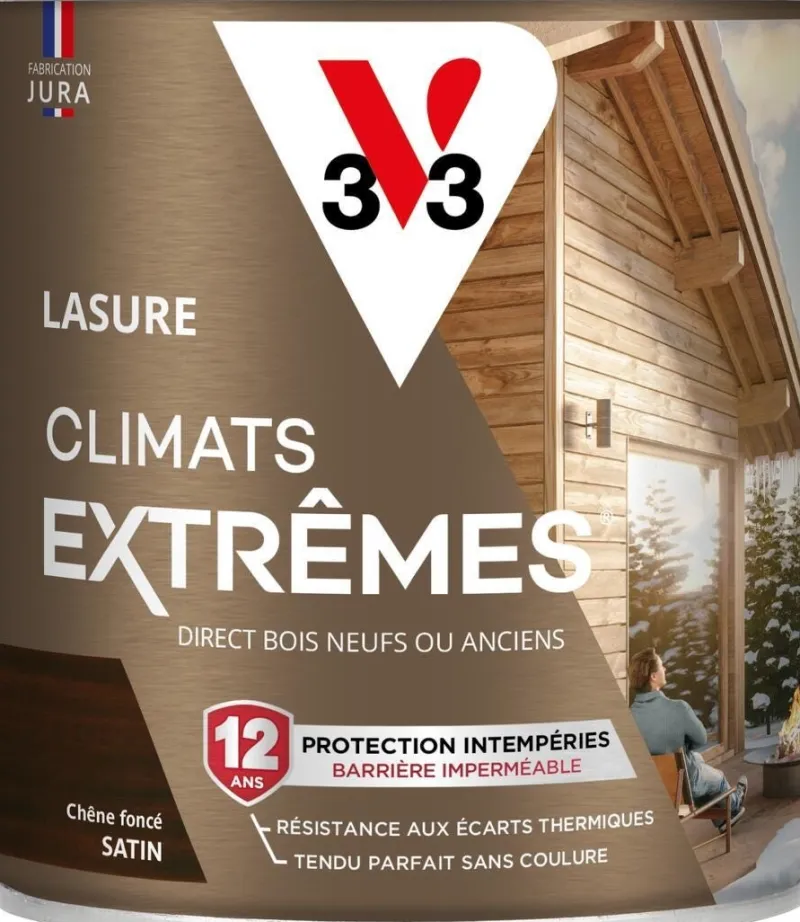Discount V33 Lasure bois climats extrêmes chêne foncé 0,75L