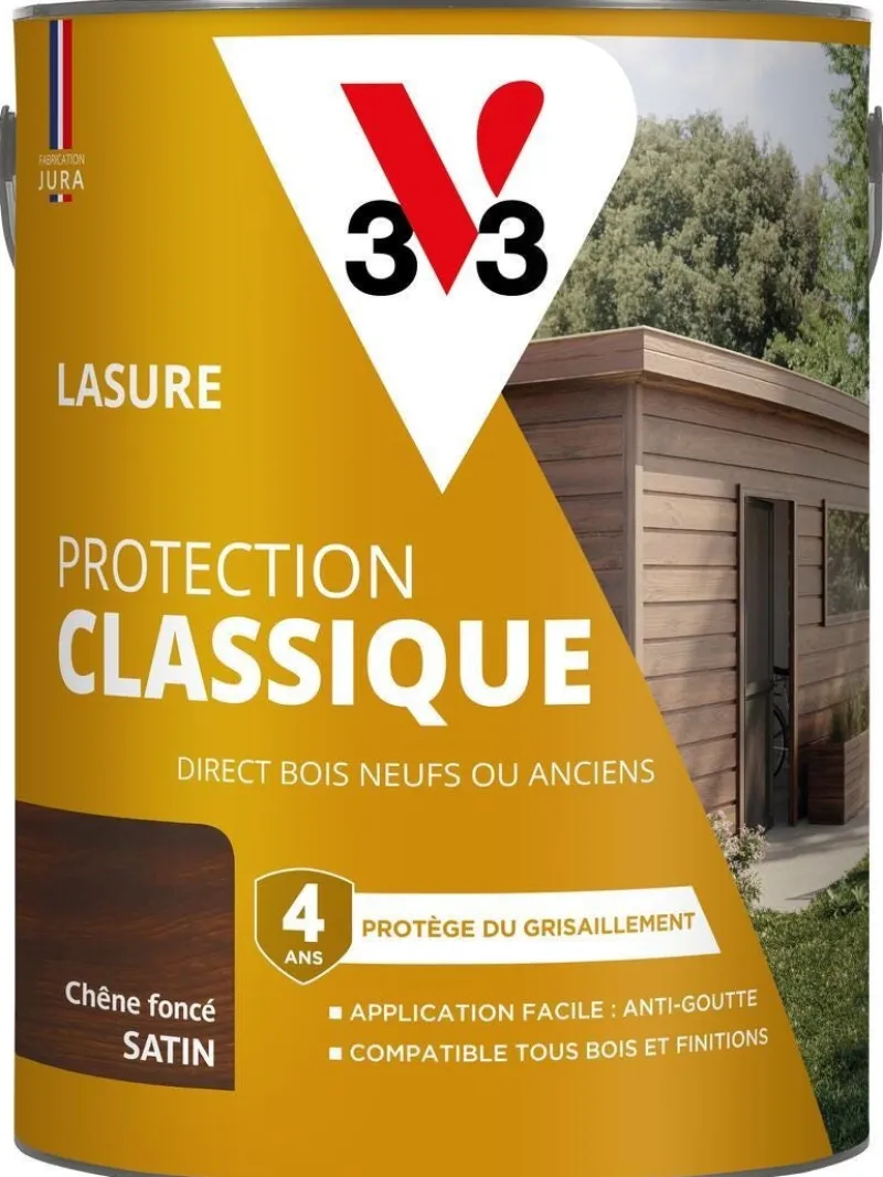 Best V33 Lasure bois extérieur protection classique chêne foncé 5L