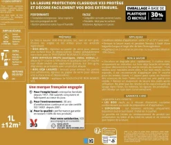 Best V33 Lasure bois extérieur protection classique chêne dore 5L