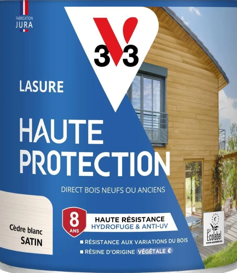 V33 Lasure haute protection biosourcée cèdre blanc 0,75L