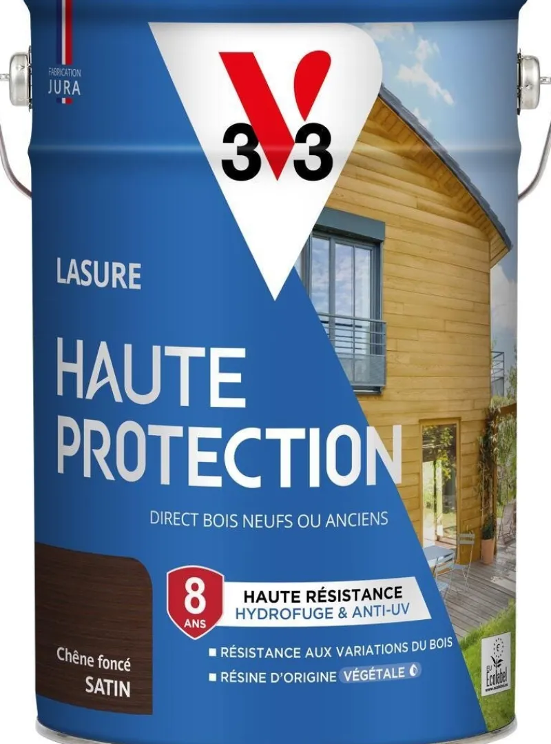 Hot V33 Lasure haute protection biosourcée chêne foncé 5L