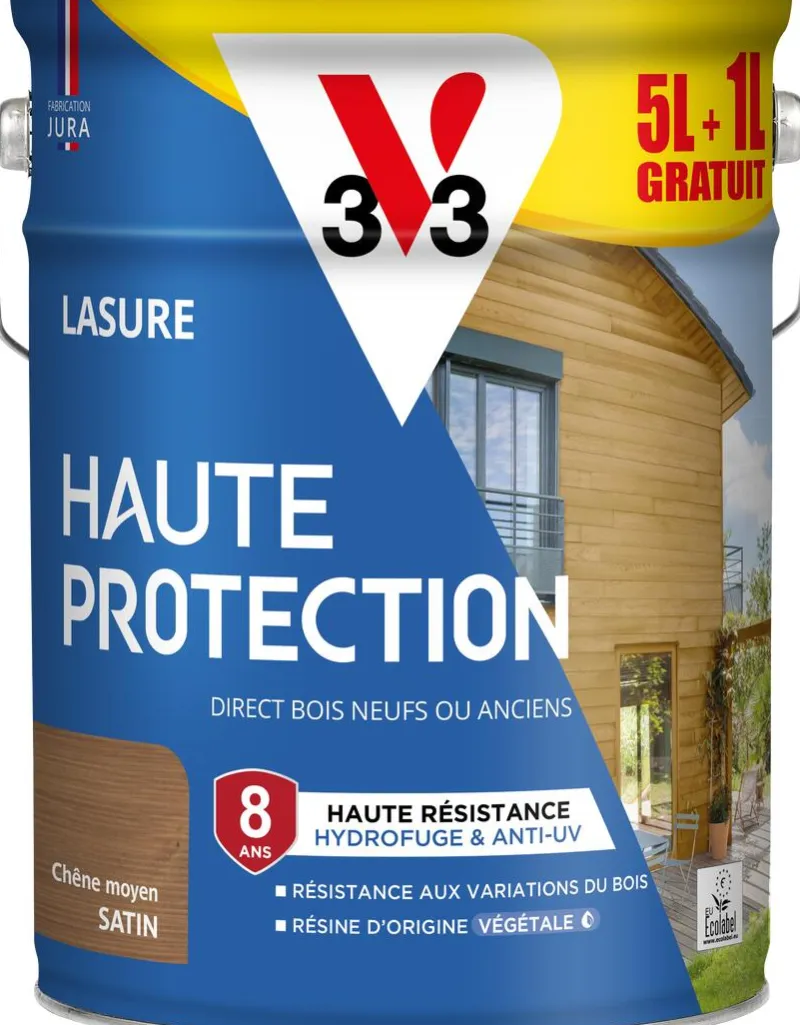 Sale V33 Lasure haute protection biosourcée chêne moyen 6L