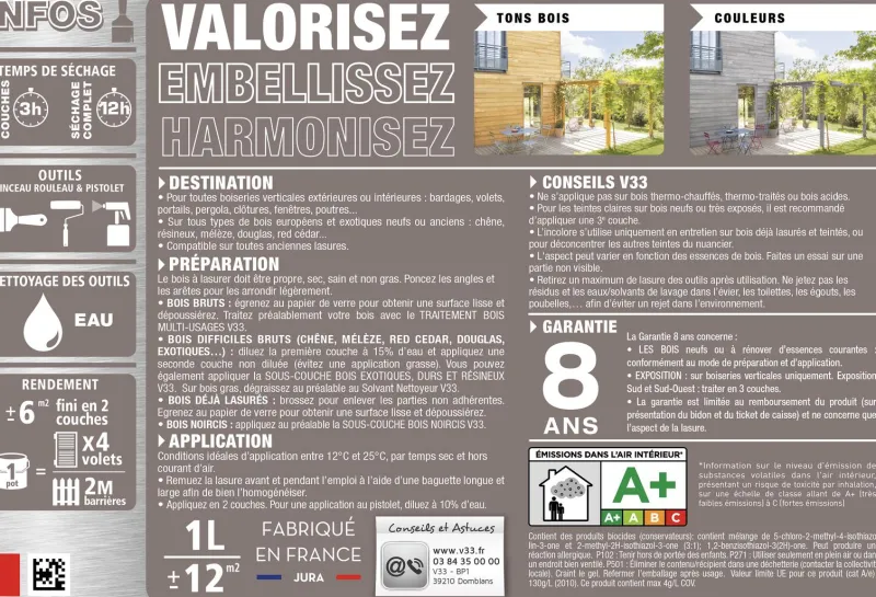Clearance V33 Lasure haute protection Incolore Brut 1L