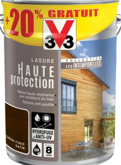 Outlet V33 Lasure haute protection 5L + 20% chêne foncé
