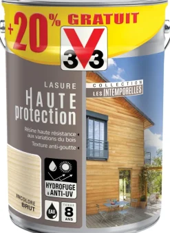 V33 Lasure haute protection 5L + 20% incolore brut