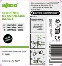 Best WAGO Lot de 50 bornes 2-3-5 série 2273