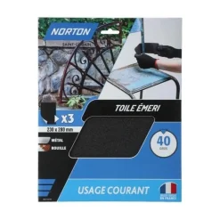 Online NORTON Lot de 3 feuilles de ponçage Toile Émeri 230x280mm Grain 40