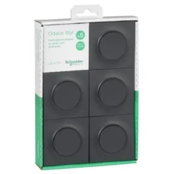 Outlet SCHNEIDER Lot de 5 va-et-vient Odace style anthracite avec plaque