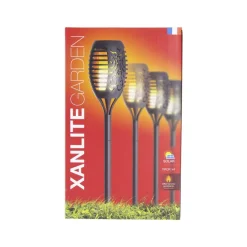 XANLITE Lot 4 mini piquets sol LED IP44 effet flamme auto 8h 2700k