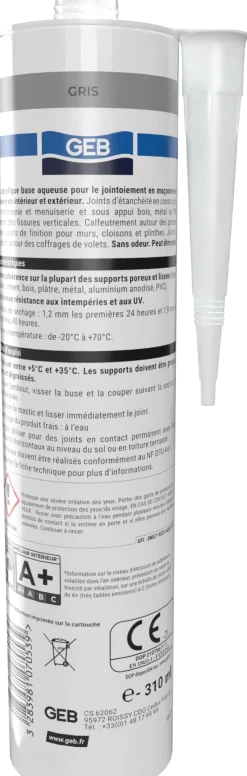 Clearance GEB Mastic Acrybat joint maçonnerie et menuiserie 310 ml gris