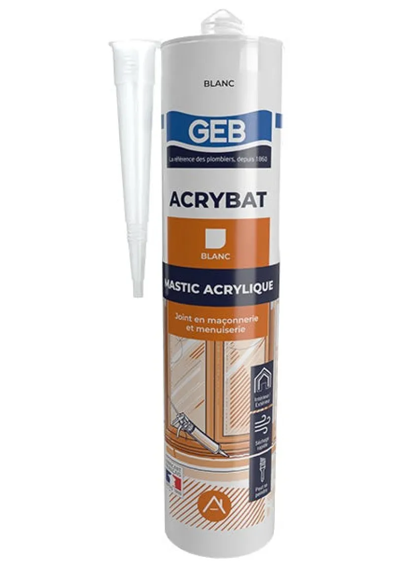 New GEB Mastic Acrybat joint maçonnerie et menuiserie 310 ml blanc