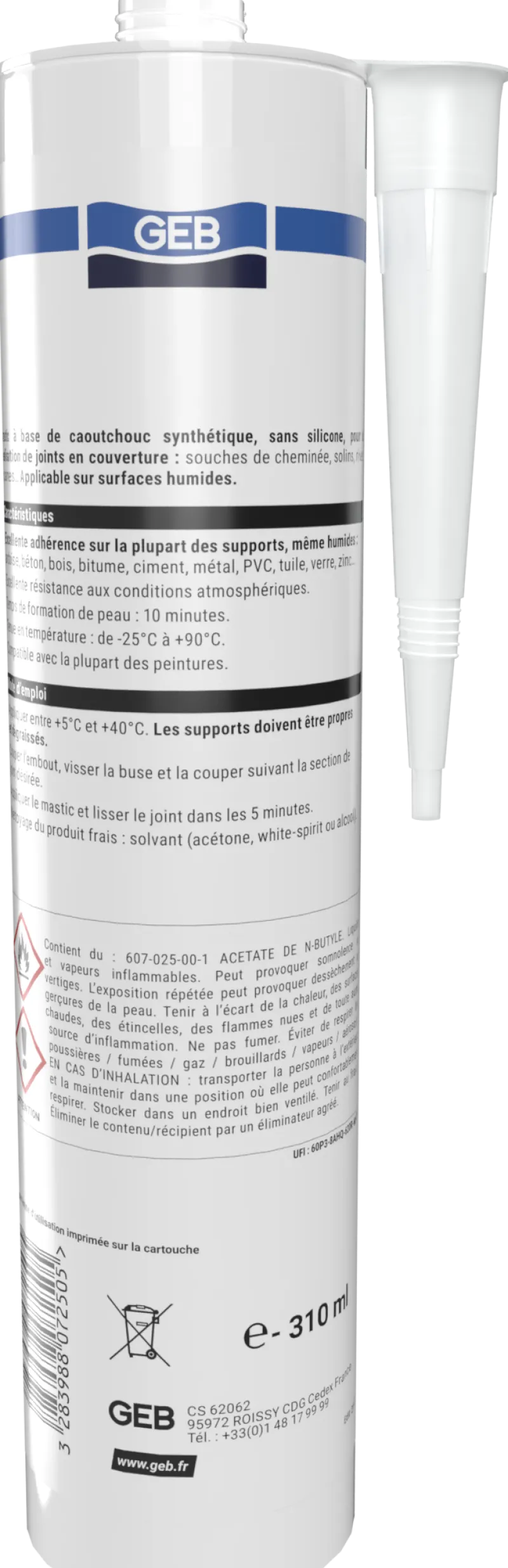 Outlet GEB Mastic caoutchouc Toflex translucide 310 ml