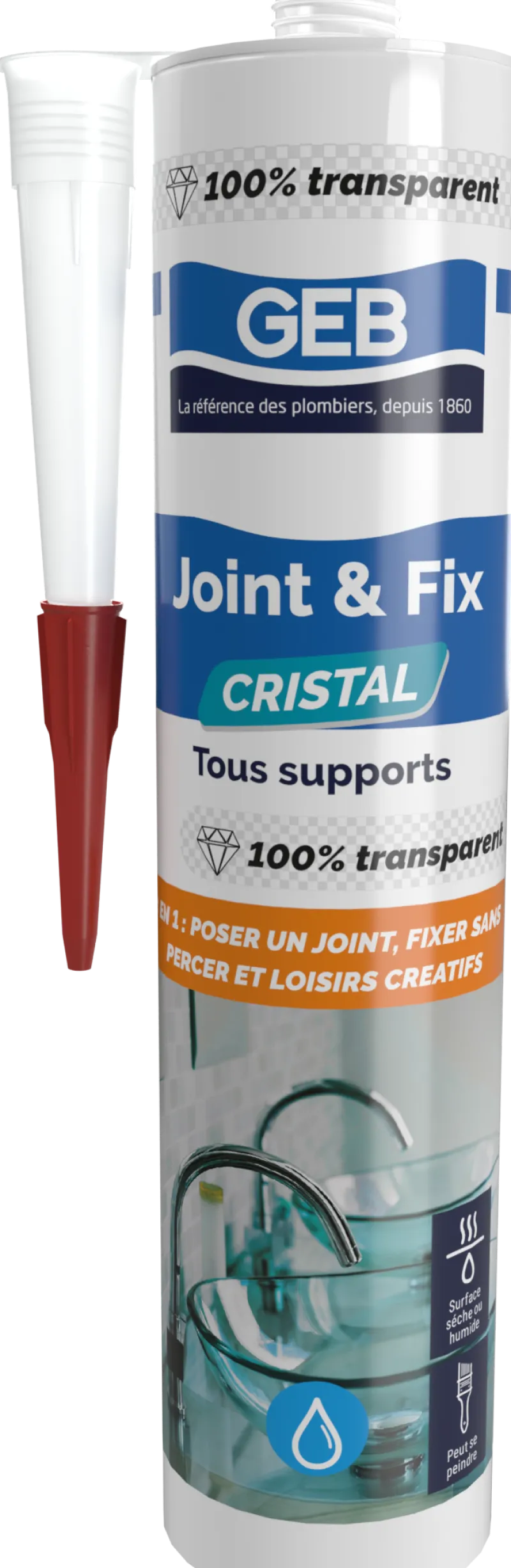 New GEB Mastic multi-usages Joint&Fix 280 ml cristal