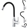 New EDOUARD ROUSSEAU Mitigeur lavabo Ilo mémoire de forme chromé noir ROUSSEAU