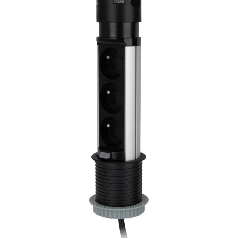 Sale OTIO Multiprise escamotable pop-up 3x16A + 2 USB 1,5m noir