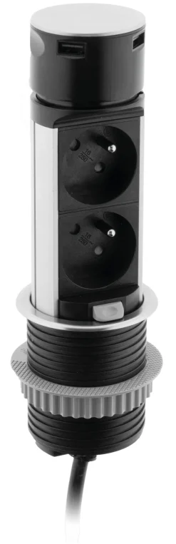 Online OTIO Multiptise bloc popup d60 2x16A 2USB 2,4A inox 3g1,5 1,5m