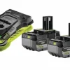 RYOBI Pack 2 batteries 18 V Lithium+ 5,0Ah + chargeur ultra rapide
