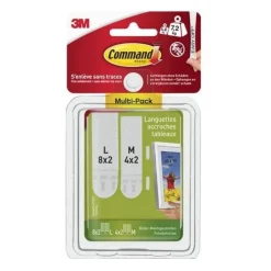 Best 3M Pack de languettes de fixation acrroches tableaux Blanc