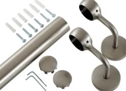 Outlet Pack main courante Métal nickel 2 m + supports + embouts