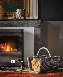 Outlet Panier à bûches Java gris en rotin tressé 10 bûches max