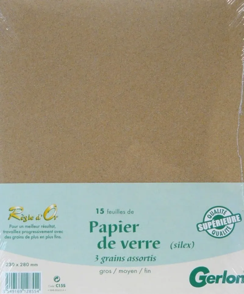 Hot GERLON Papier de verre Silex grains assortis (x15)
