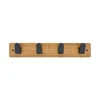 Sale Patère contemporaine 4 têtes noir sur plaque MDF bambou (x1)