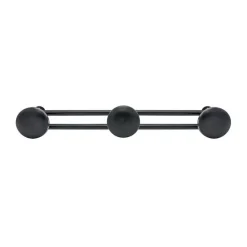 Patère fixe ronde champignon 3 têtes acier noir mat