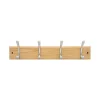 Patère minimaliste 4 têtes/4 crochets nickelé MDF chêne