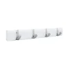 Hot Patère rabattable 4 têtes chromé sur plaque pin blanc (x1)