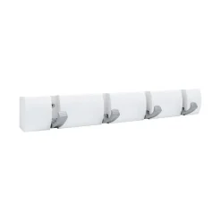 Hot Patère rabattable 4 têtes chromé sur plaque pin blanc (x1)
