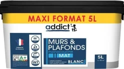 Clearance Peinture acrylique murs et plafonds monocouche blanc mat 5L